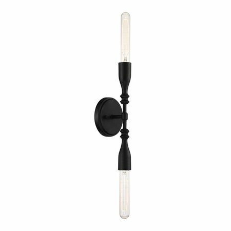 DESIGNERS FOUNTAIN Louise 5in 2-Light Matte Black Glam Indoor Wall Sconce with Turned Spindles D231M-WS-MB